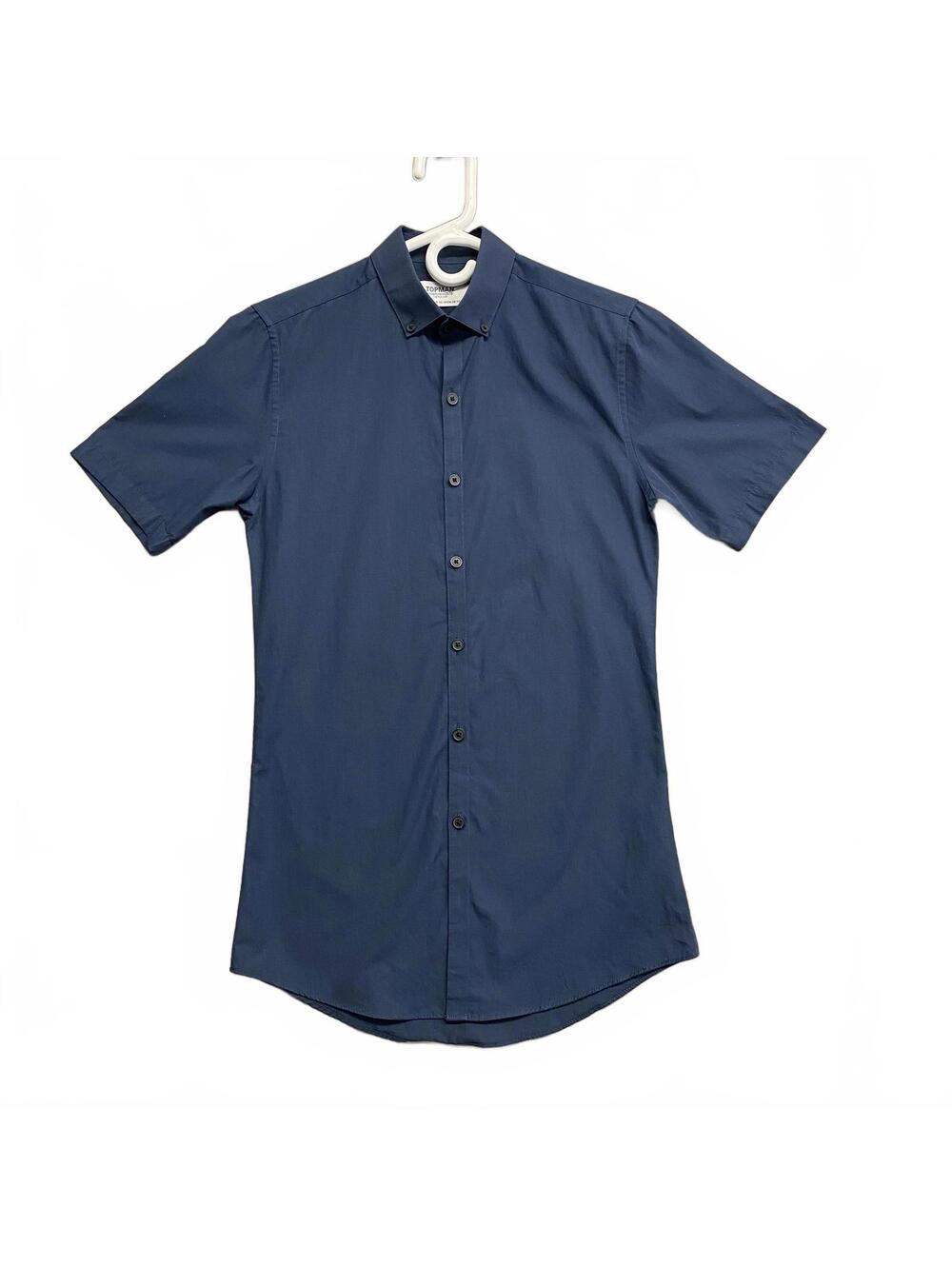 Topman Men's Navy Short Sleeve Button-Up Shirt Single Stitch Size XS 34-36"